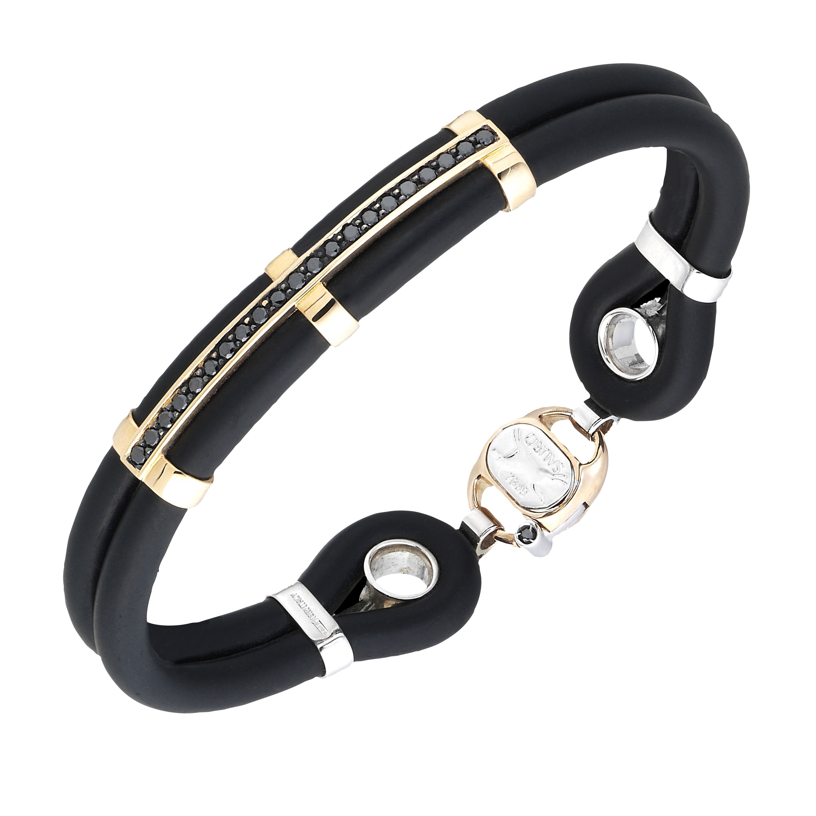 Large Gomma Diamond Bracelet 314 Bracelets Italian - Gold, Rubber - Men\'s | Sauro Kt $3,480 18 Diamonds