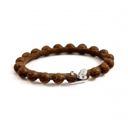 Pirata Brown Leather Sphere Bracelet with Ruby Eyes
